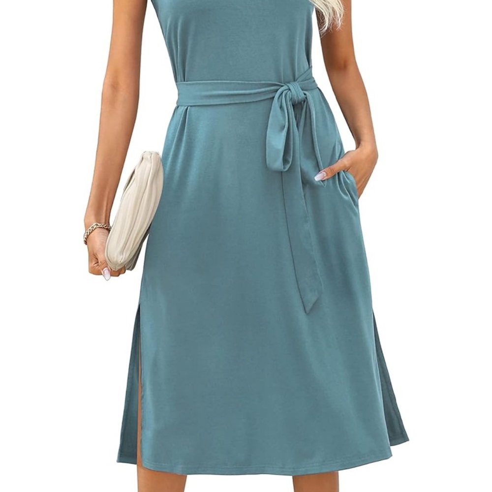 Midi Dress Sleeveless Teal - Picture 3 of 5
